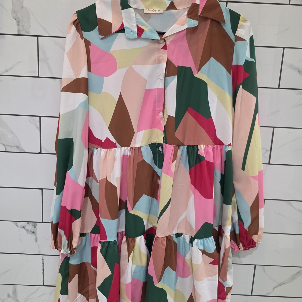 Sunday Multicolor Abstract Kids Dress